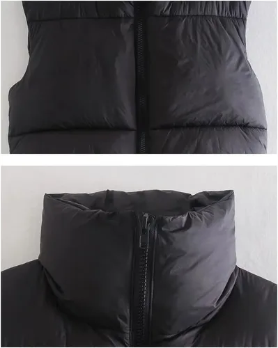 Vista 7 de HOULENGS Chaleco acolchado para mujer, ligero, sin mangas, cálido, para invierno, con cuello alto