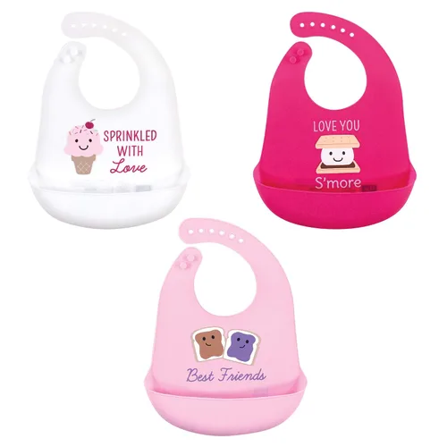 Vista 5 de Hudson Baby Baberos de silicona unisex para bebé, Apple Of My Eye, talla única