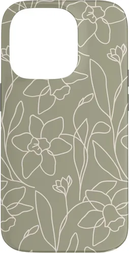 Vista 17 de Poppy Flower Line Art Modern Leaves Boho Artichoke Green Case for iPhone 17