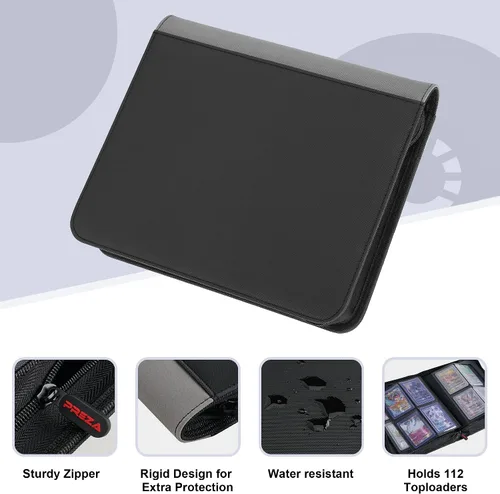 Vista 5 de PREZA Carpeta Toploader – Capacidad para 112 Top Loaders – Almacenamiento de 4 bolsillos para tarjetas coleccionables con fundas de doble cara