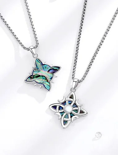 Vista 3 de INFUSEU Joyería irlandesa de plata esterlina, collar de nudo de bruja celta Claddagh para mujeres, adolescentes y niñas