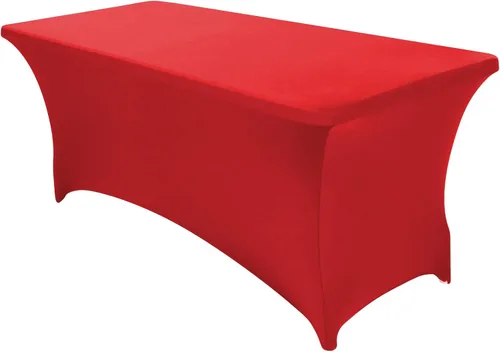 Vista 29 de Paquete de 2 fundas de mesa ajustadas rectangulares de spandex de 6 pies, color beige, mantel de tela elástica sin arrugas para fiestas, ferias