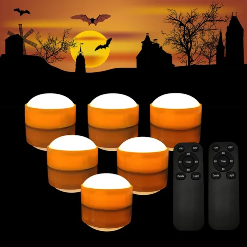 Vista 10 de iZAN Luces LED de calabaza a pilas con control remoto y temporizador, velas parpadeantes brillantes sin llama para decoración del hogar, fiesta