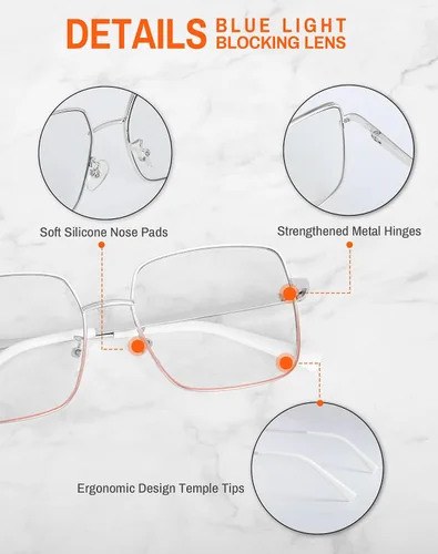 Vista 7 de ROWCHIC Blue Light Glasses, Stylish Anti Blue Light Blocking Glasses for Computer Reading, Gaming, TV, Phones