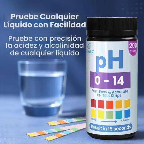 Vista 7 de Tiras de prueba de pH 0-14 200 tiras universales para pruebas de pH rápidas y precisas Papel de tornasol para agua, piscinas, kombucha