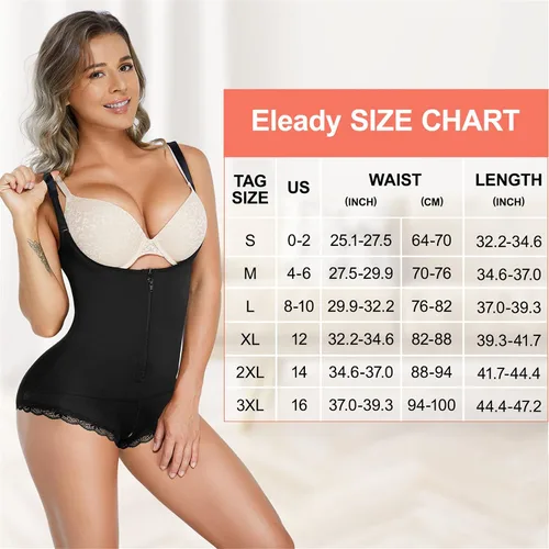 Vista 7 de Eleady Body de entrenamiento de cintura de látex para mujer, faja moldeadora de cuerpo completo, corsé de busto abierto, Negro