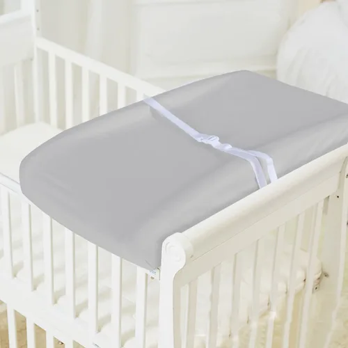 Vista 4 de Fundas para cambiador, color beige y gris, para niños y niñas, paquete de 2 unidades, unisex, funda para cambiador, sábana suave y transpirable