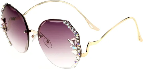 Vista 2 de Gafas de sol con protección UV para mujer gafas de sol de estilo moderno con borde de cristal con caja de gafas de sol