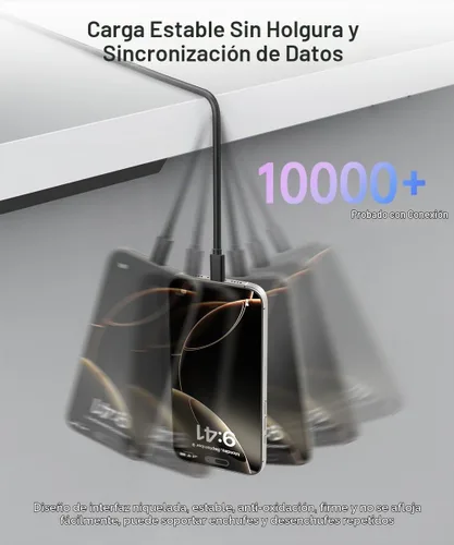 Vista 3 de Cable USB A a USB C 3.1/3.2 Gen 2 de transferencia de datos de 10 Gbps (6 pulgadas/0.5 pies), cable corto USB C SSD con carga rápida de 60 W QC 3.0