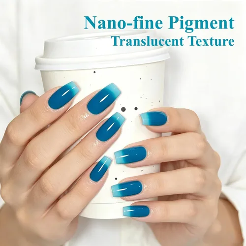 Vista 2 de YTD Likomey Esmalte de uñas de gel azul gelatina, 49.2 ft, translúcido transparente de pigmento fino, gel de uñas UV, manicura y pedicura