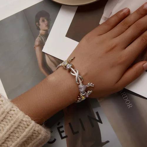 Vista 31 de Abalorios de plata de ley para pulseras, collares, familia para siempre, circonita cúbica, regalo de joyería para mujeres