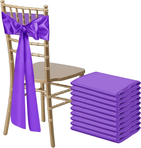 Vista 36 de 10 PCS Lazos de Satén Azul Bebé para Sillas Bandas Universales Cintas para Sillas Lazos Traseros para Bodas Fiestas Recepciones Eventos Banquetes