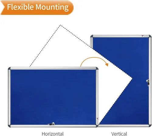 Vista 5 de Viz-pro tablón de anuncios con marco de aluminio clase 1, a prueba de alteraciones, con cerradura, Azul