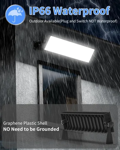 Vista 4 de Paquete de 4 Luces LED para Taller, 100W 11000LM Ultra Brillantes, Luz de Garaje Enchufable con Interruptor de Encendido/Apagado + Cable de 6 Pies