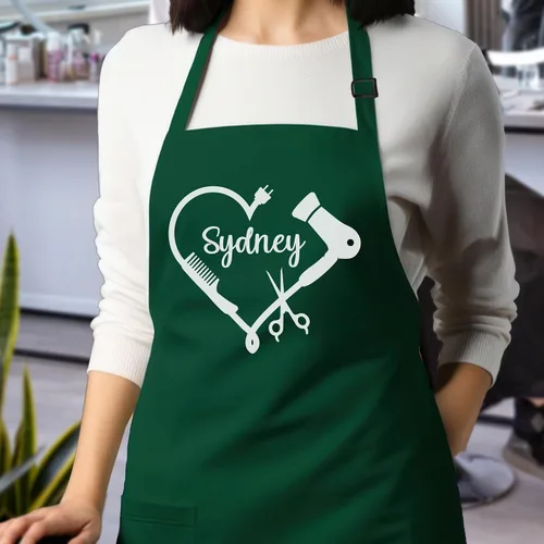 Vista 9 de Delantal personalizado de estilista para mujeres, delantales de barbería y cosmetología para salón de belleza con bolsillo, impermeables, regalos