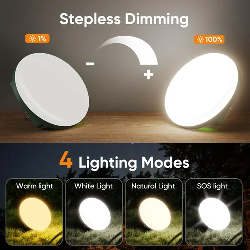 Vista 2 de Eventek Linterna de campamento de 12000 mAh, luces LED ultra brillantes con 4 modos y magnética, linterna recargable impermeable IPX5 para cortes