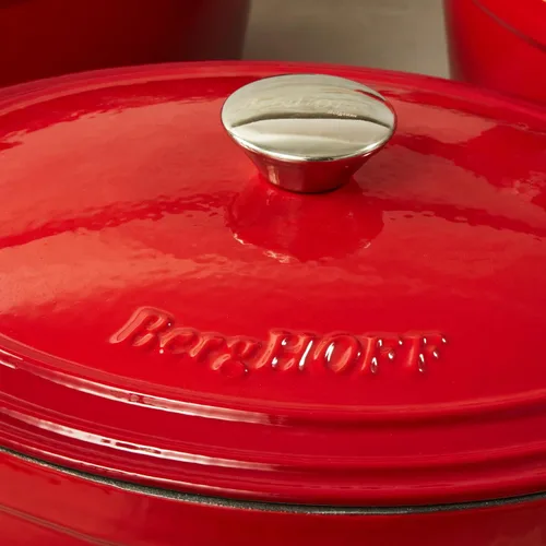 Vista 6 de BergHOFF Olla de hierro fundido Neo con tapa, color rojo, 7 cuartos de galón.