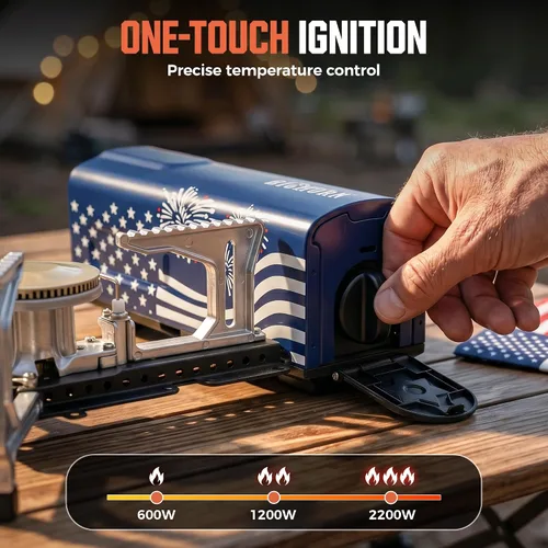 Vista 8 de BIG HORN OUTDOORS Estufa de campamento de butano, quemador de gas plegable portátil con bolsa de transporte para camping, uso de emergencia, cocina