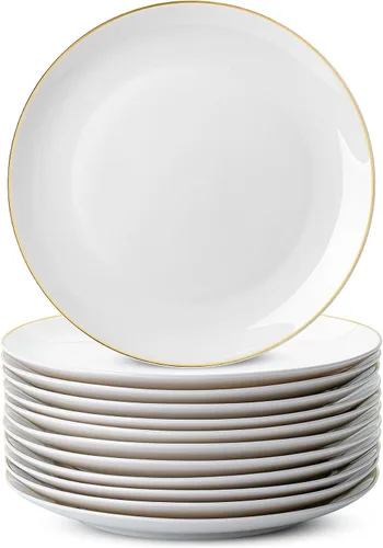 Vista 10 de BTaT- Platos de postre blancos, 8 pulgadas, juego de 12, platos pequeños para aperitivos, regalos de Navidad