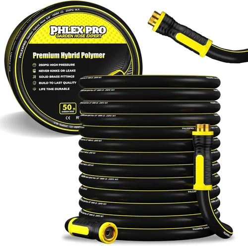 Vista 11 de Manguera de jardín de 3 pies - PHLEX PRO Manguera de agua resistente premium de 5/8' de goma de 3 capas, manguera de agua híbrida flexible e