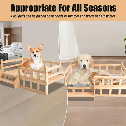 Vista 5 de PetsFurniture - Cómoda base de cama para gatos y perros, de madera, hasta 66 libras (L)