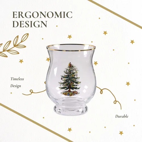 Vista 6 de Spode - Jarrón de árbol de Navidad con forma de huracán, portavelas de pilar de vidrio, florero de cristal, maceta de terrario, centro de mesa