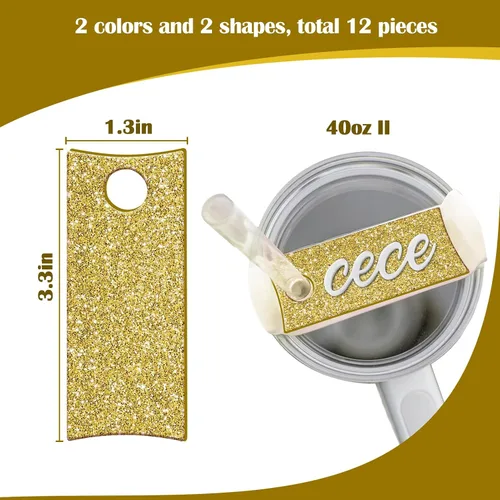Vista 5 de Placa de identificación para vasos Stanley de 40 onzas, 12 unidades de placa de identificación acrílica personalizada en blanco compatible