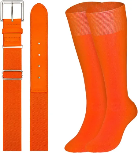 Vista 8 de XZQTIVE Conjunto combinado de calcetines de béisbol y softbol y cinturón de béisbol y sóftbol, calcetines de fútbol hasta la rodilla para niños