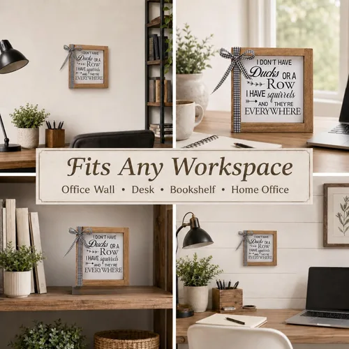 Vista 7 de Letrero decorativo para escritorio de oficina con texto en inglés (Squirrels)