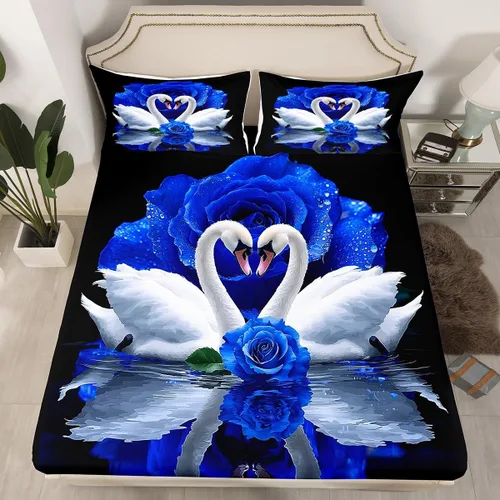 Vista 34 de Erosebridal Juego de sábanas bajeras de rosas rojas y leopardo, tamaño individual, diseño de animales africanos salvajes, diseño de plantas