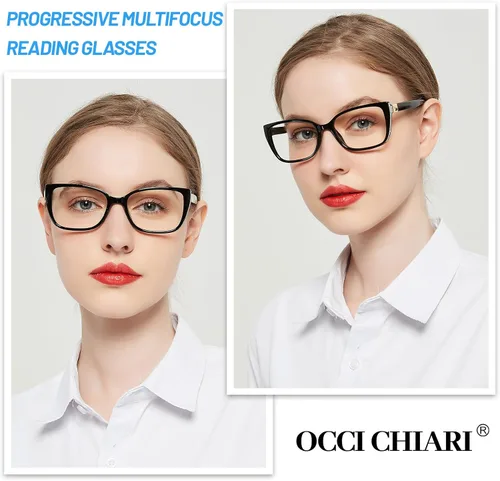 Vista 2 de OCCI CHIARI Gafas de lectura progresivas multienfoque para mujer, a la moda, bloqueo de luz azul, lectores 1.0 1.5 2.0 2.5 3.0 3.5