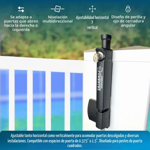Vista 3 de Weatherables Trident - Pestillo para puerta de seguridad infantil de 10 pulgadas – Pestillo de puerta de polímero de nailon resistente con cerradura