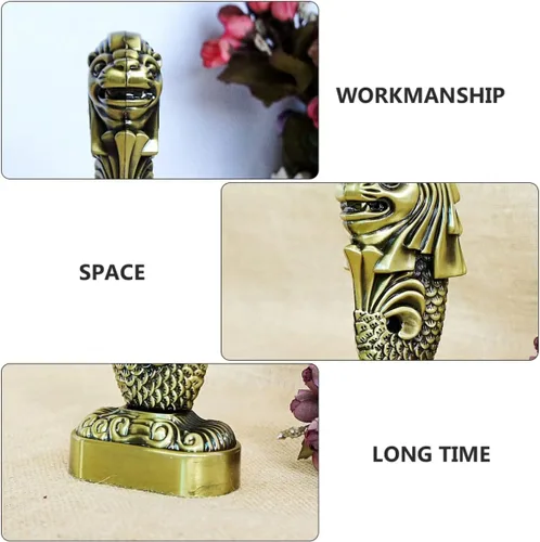 Vista 7 de LIFKOME Decoración para el hogar, 1 unidad, adorno de gárgola retro, aleación china para metal presente coche bronce suerte Merlion Lion decoración
