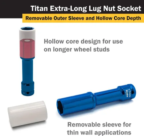 Vista 5 de Titan Tools 2191 llave para tuerca de ruega profunda de 17 mm 1/2 pulgada para conducir sin contratiempos