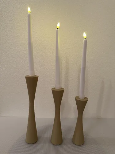 Vista 9 de Portavelas grandes y cónicos Geo de madera, candelabros cónicos y moderno candelabro decorativo para mesa, mantel de boda, fiesta, regalo