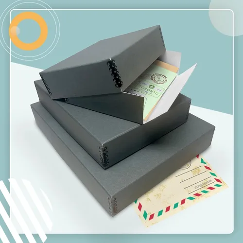 Vista 7 de Golden State Art, Caja de almacenamiento de archivos frontal caída, gris