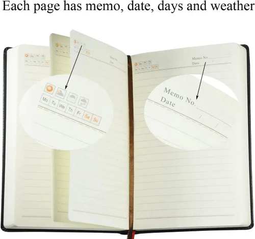 Vista 4 de Lemical Cuaderno de cuero grueso de 720 páginas, diario de escritura, cuaderno grueso de 360 hojas de papel rayado, diario de viaje, regalo ideal