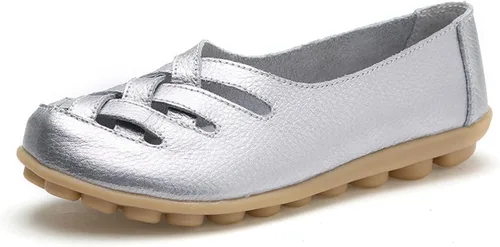Vista 8 de VenusCelia Mocasines planos para caminar con nidos trenzados para mujer Beige