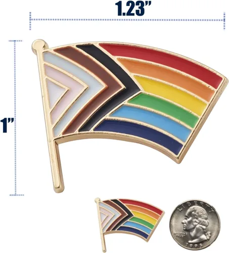 Vista 3 de Pines de orgullo con bandera de progreso Pines de solapa LGBTQ Rainbow Progressive Ally, para desfile del orgullo y decoraciones para ropa