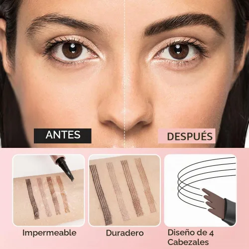 Vista 2 de 2 lápices de cejas impermeables, 4 puntas, maquillaje natural, trazo fino, mágico, 3D, microblading para mujeres (marrón oscuro)