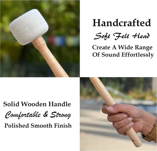 Vista 2 de DharmaObjects Tibetan Singing Bowls Gong Felt & Wood Striker Mallet (12" X 2")