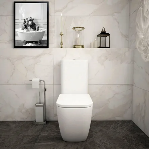 Vista 3 de Framed Wall Art for Bathroom Decor Chimpanzee in the Bathtub Wall Art Black and White Wall Art Funny for Bathroom Wall Decor Humor Posters Animals