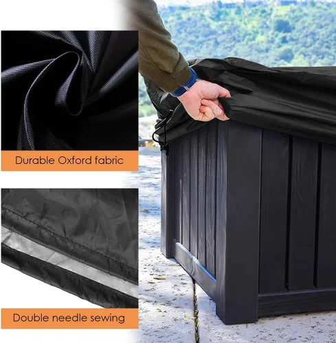 Vista 5 de Cubierta para caja de cubierta impermeable resistente al agua, cubierta otomana para patio, protección para todo tipo de clima, cubierta rectangular
