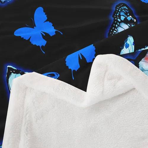 Vista 3 de Feelyou Butterfly Throw Blanket Butterflies Print Soft Fleece Sherpa Cozy Fuzzy Plush Warm Glitter Colorful Fuzzy Plush Throw Animal 40"x50" for Bed