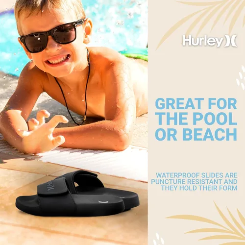 Vista 3 de Hurley Naia - Sandalias de deslizar para niñas y niños, pantuflas de puesta fácil con correa ajustable, sandalias para niños
