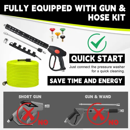 Vista 2 de M MINGLE Kit de manguera y pistola para lavadora a presión, manguera
