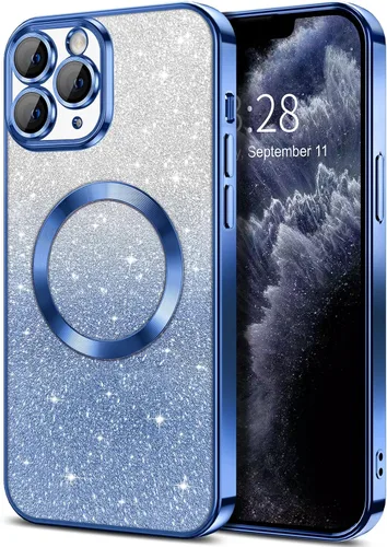 Vista 85 de Hython Funda para iPhone 12 Pro Max Transparente Magnética con Purpurina [Compatible con MagSafe] Protector Completo de Lente de Cámara Delgado