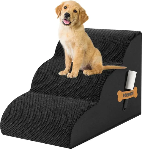 Vista 25 de Escaleras para perros Romrol, rampa para camas y sofás, escalones extra anchos para mascotas con cubierta duradera impermeable y antideslizante