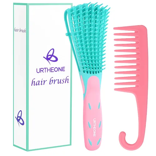 Vista 8 de Cepillo desenredante para el cabello, cepillo desenredante para adultos y niños, juego de peines para cabello rizado, ensortijado, afro y ondulado