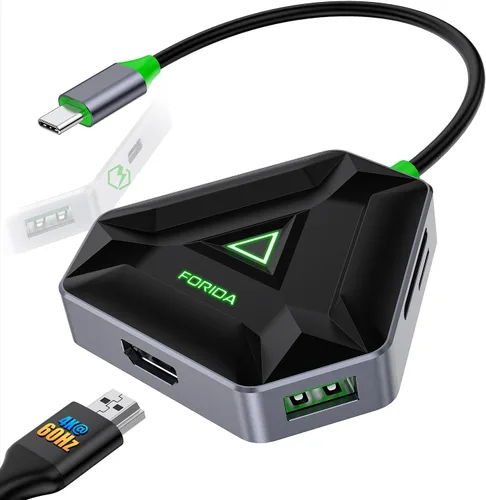 Vista 8 de Hub USB C múltiple, estación de acoplamiento USB con adaptador HDMI, 3 puertos de datos divisores USB 3.0 y lector de tarjetas SD/TF, compatible